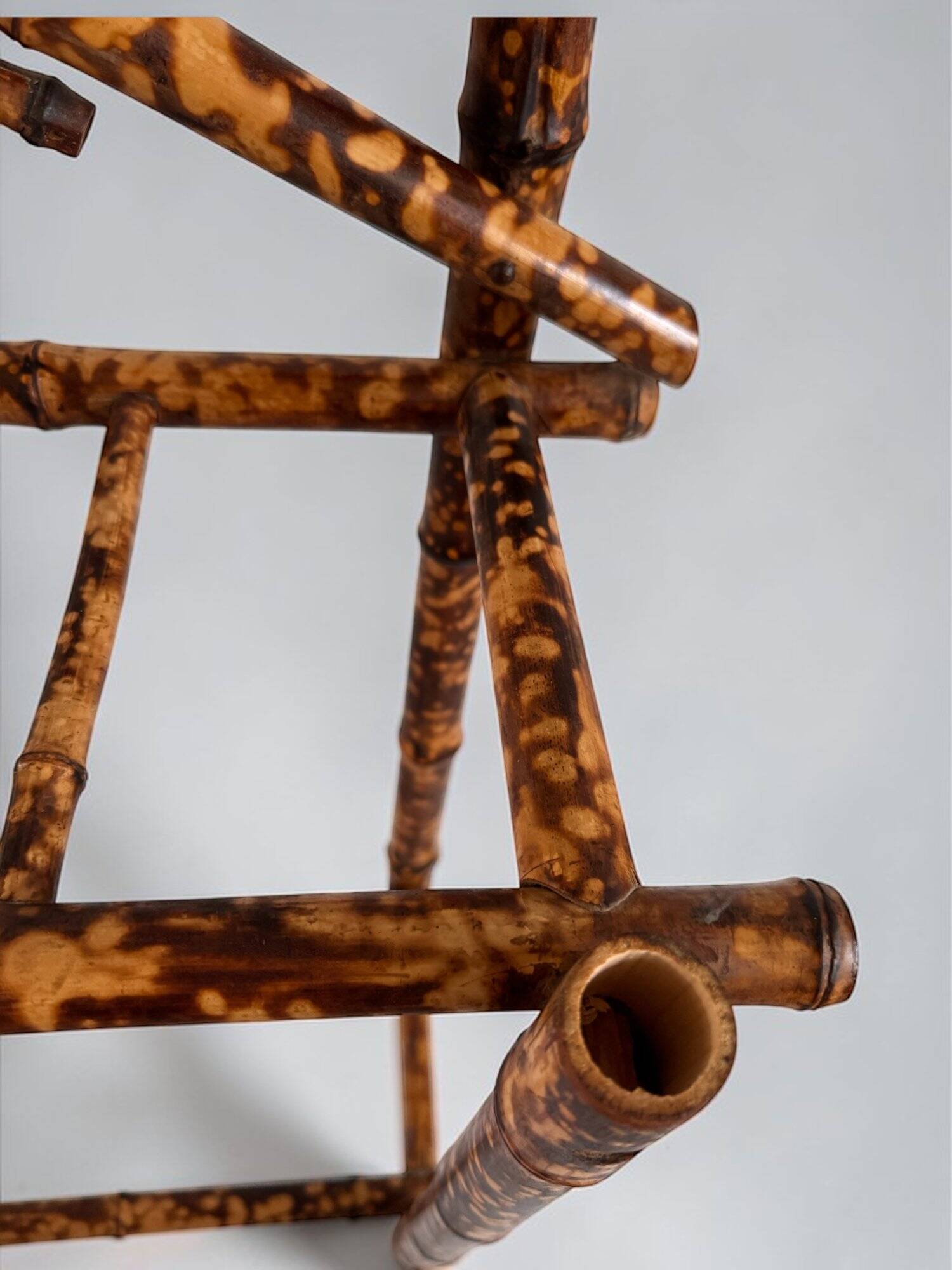 Antique bamboo wardrobe with mirror — exotic style, late 19th century