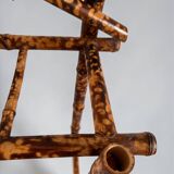 Antique bamboo wardrobe with mirror — exotic style, late 19th century