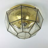 Etiqueté Mid-Century Glass Flushmount / Applique murale du Limbourg, Allemagne, années 1960