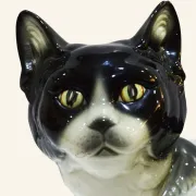Black and white ceramic cat from Manises, 1960s