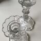 Pair of Bougeoirs Torches/Moulded glass, floral/godronnée shape. Glassworks of Portieux. 50s.