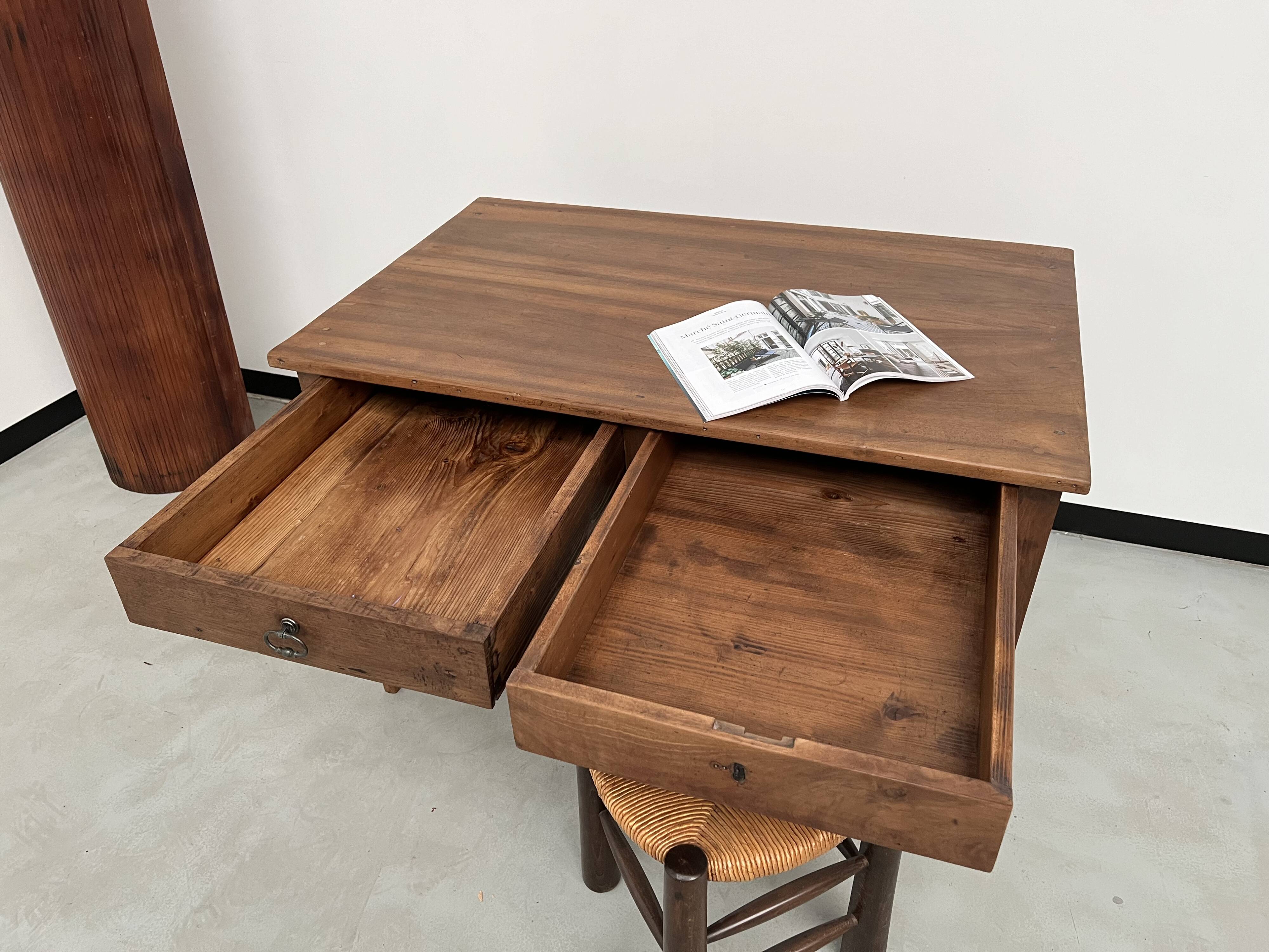 1900 solid walnut desk with two drawers