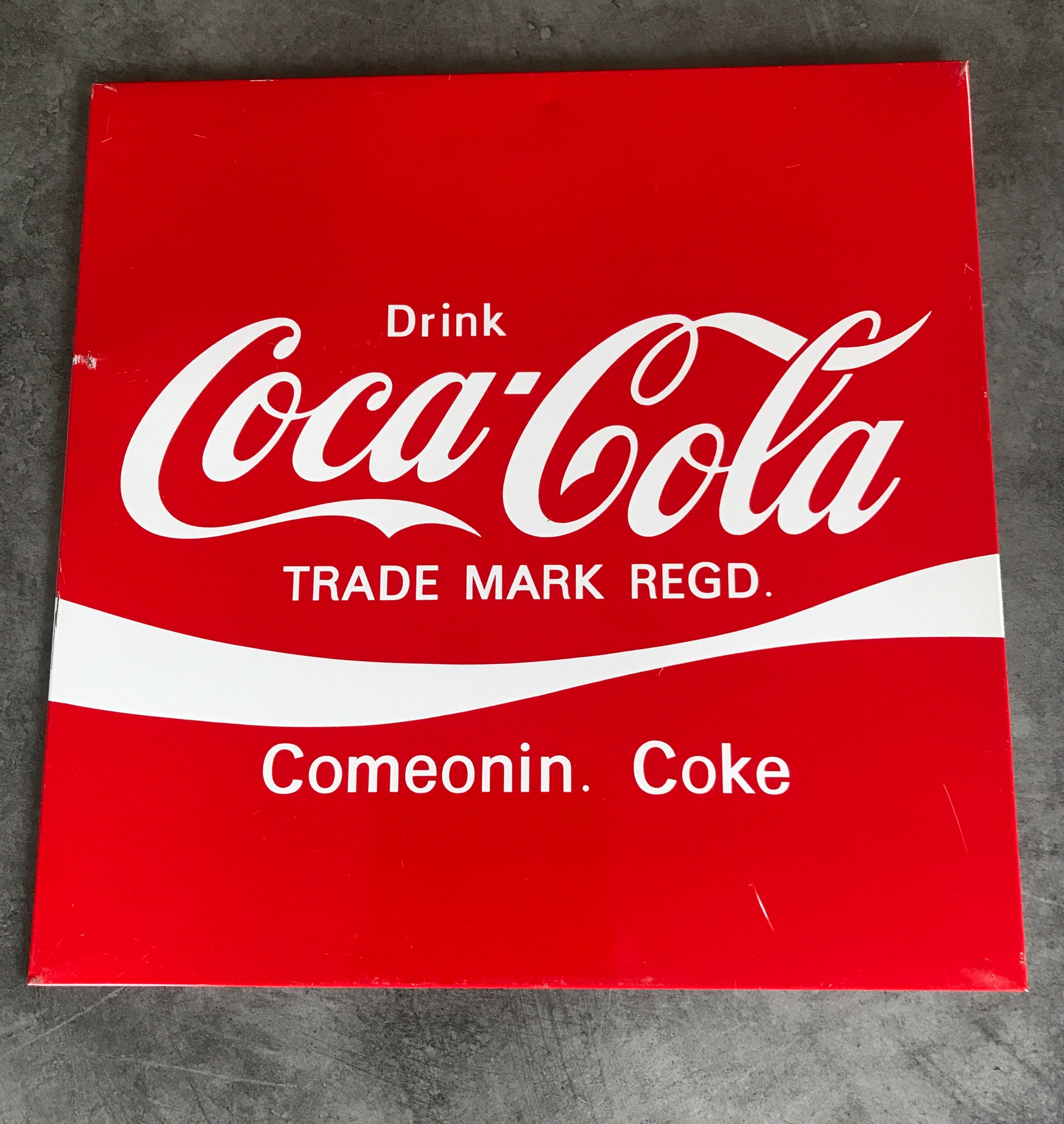 Wall plate metal pub vintage coca-cola drink deco red / white