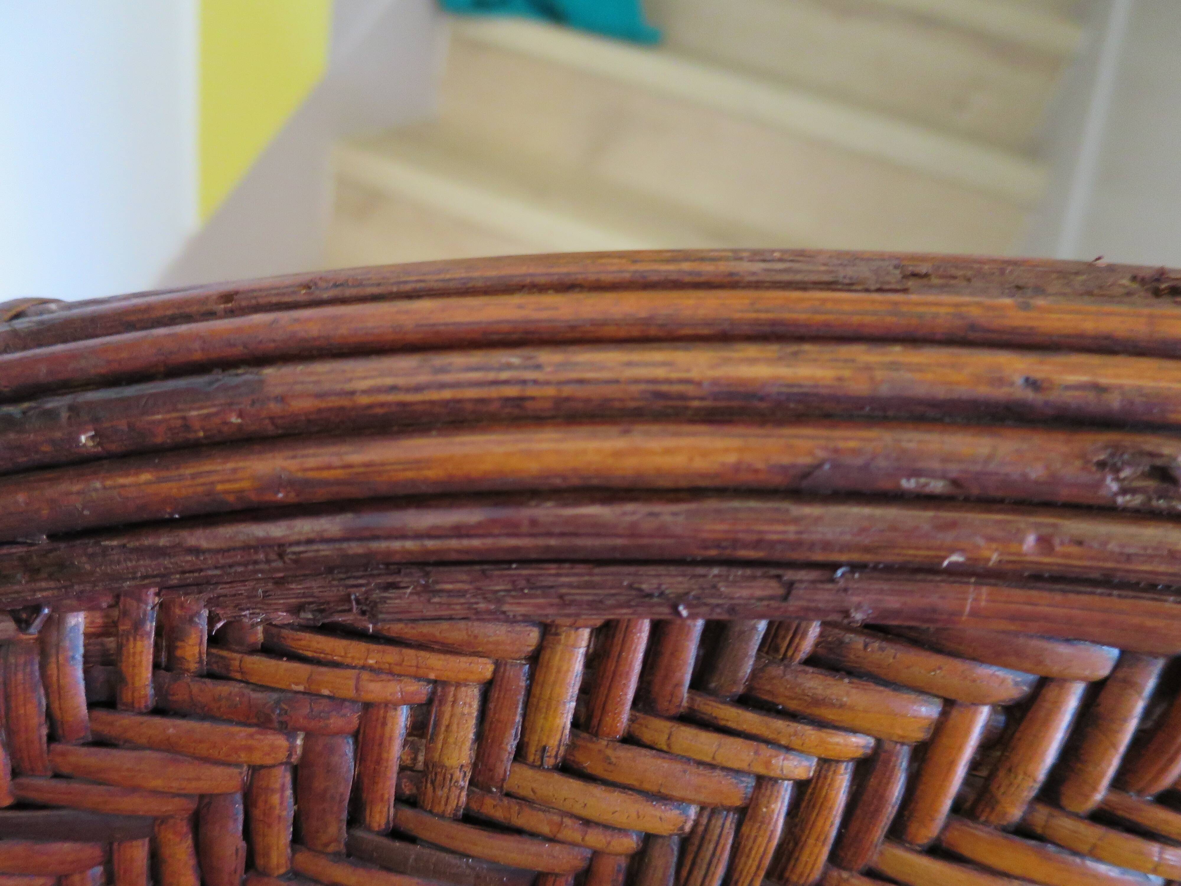 Two-seater banquette in woven rattan, wood and bamboo, 1980s.