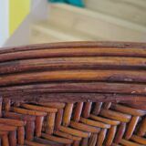 Two-seater banquette in woven rattan, wood and bamboo, 1980s.
