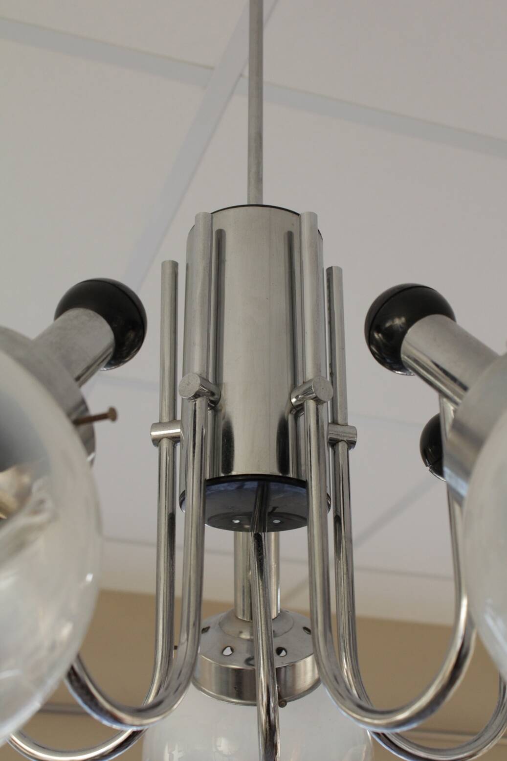 Chandelier with 5 arms of lights, Mazzega style, 1970