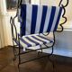 Monoprix armchair x Vincent Darré – black metal & blue/white stripes
