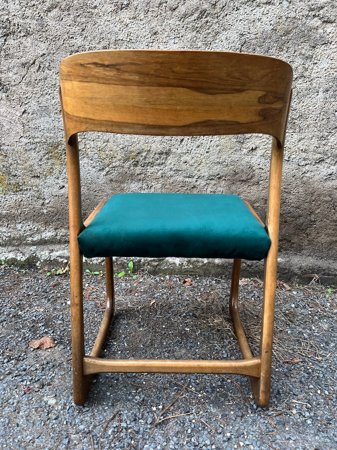 Emile and Walter Baumann walnut sleigh chair 60s