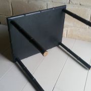 Black wood and bamboo side table
