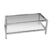 Table Basse Vintage Chrome & Verre Fumé (Style Belgo Chrom)