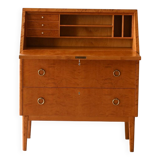 Vintage Scandinavian oak and burr oak secretaire