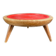 Wooden and red plastic compasses plant stand.