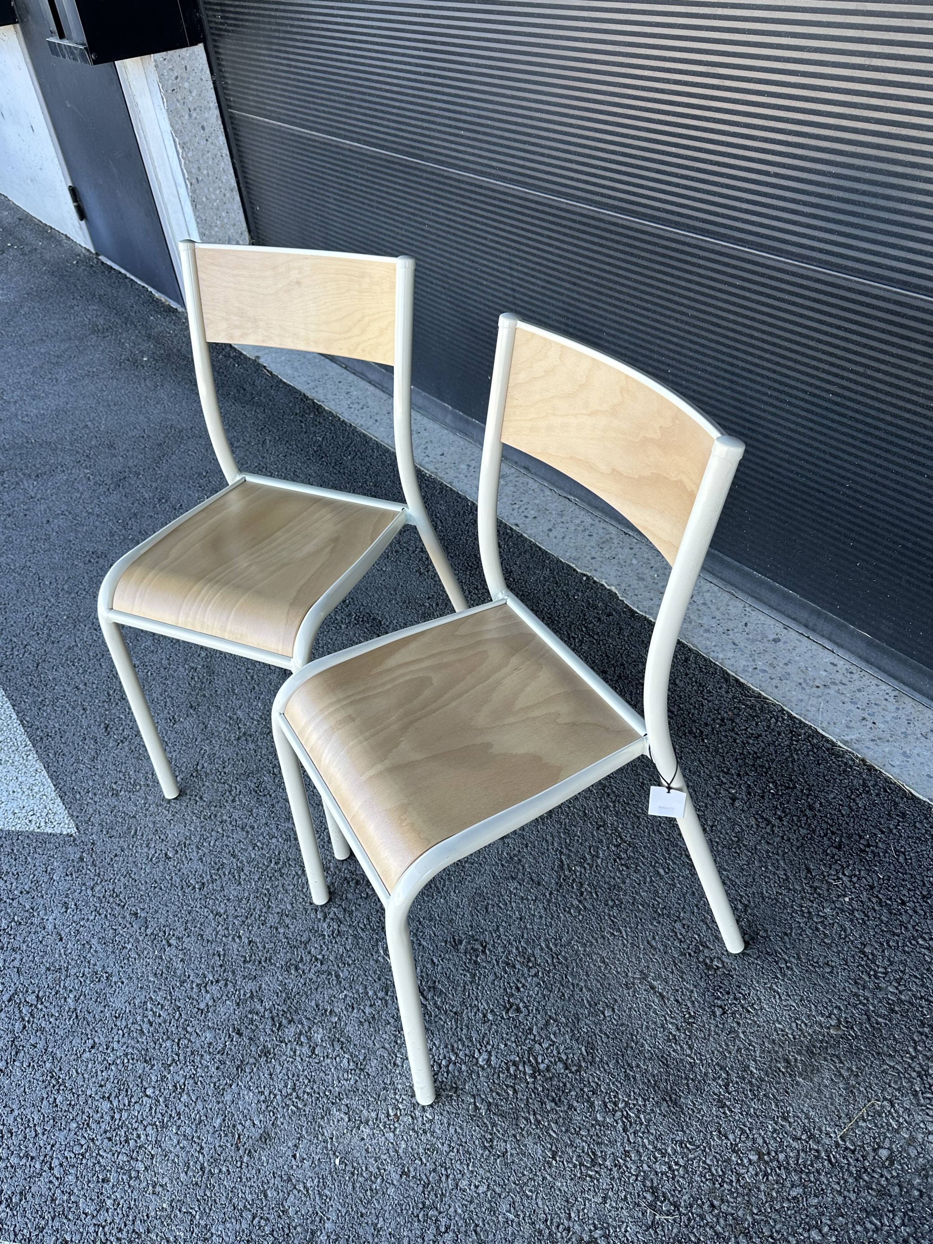 Paire de chaise Mullca 510 version beige et naturel