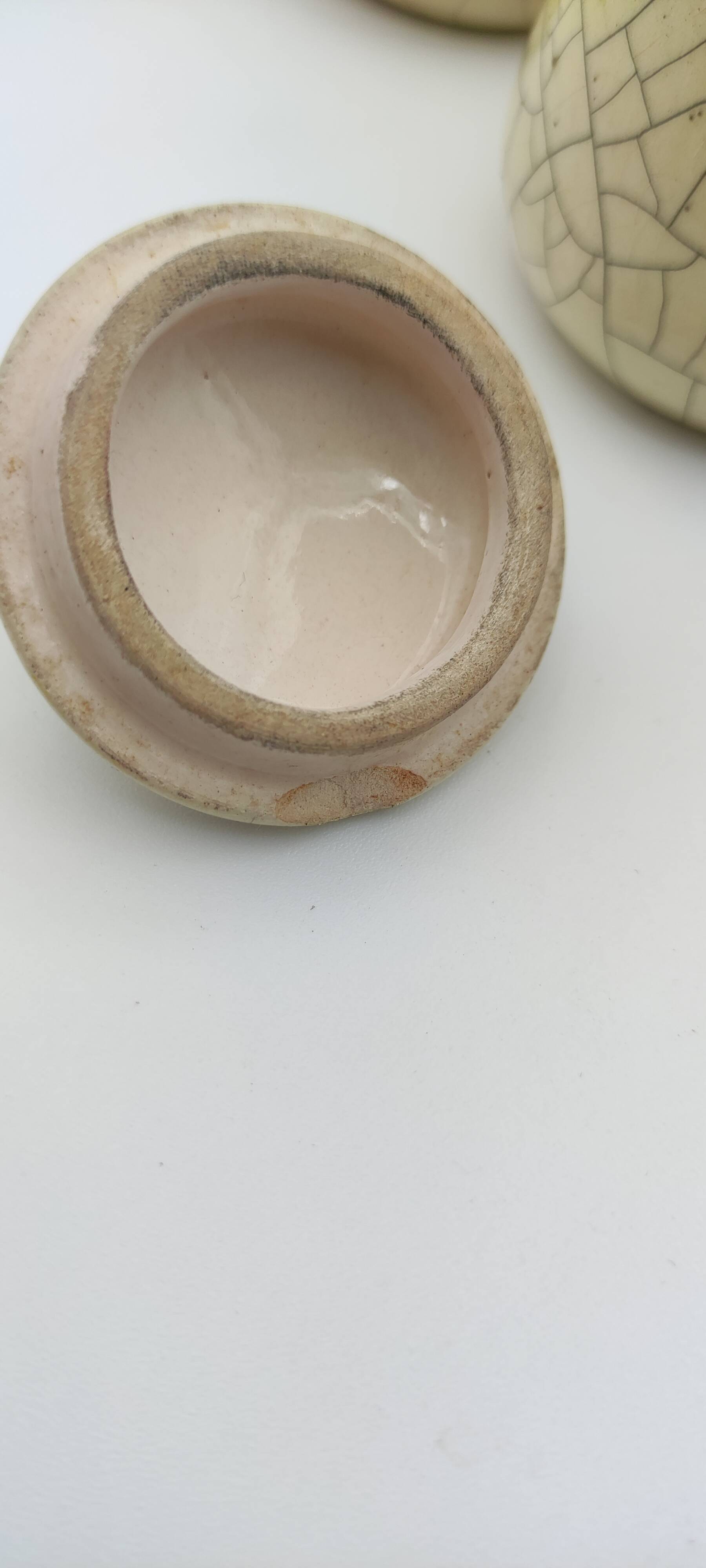5 ceramic pots and tray Jean Maubrou Puisaye