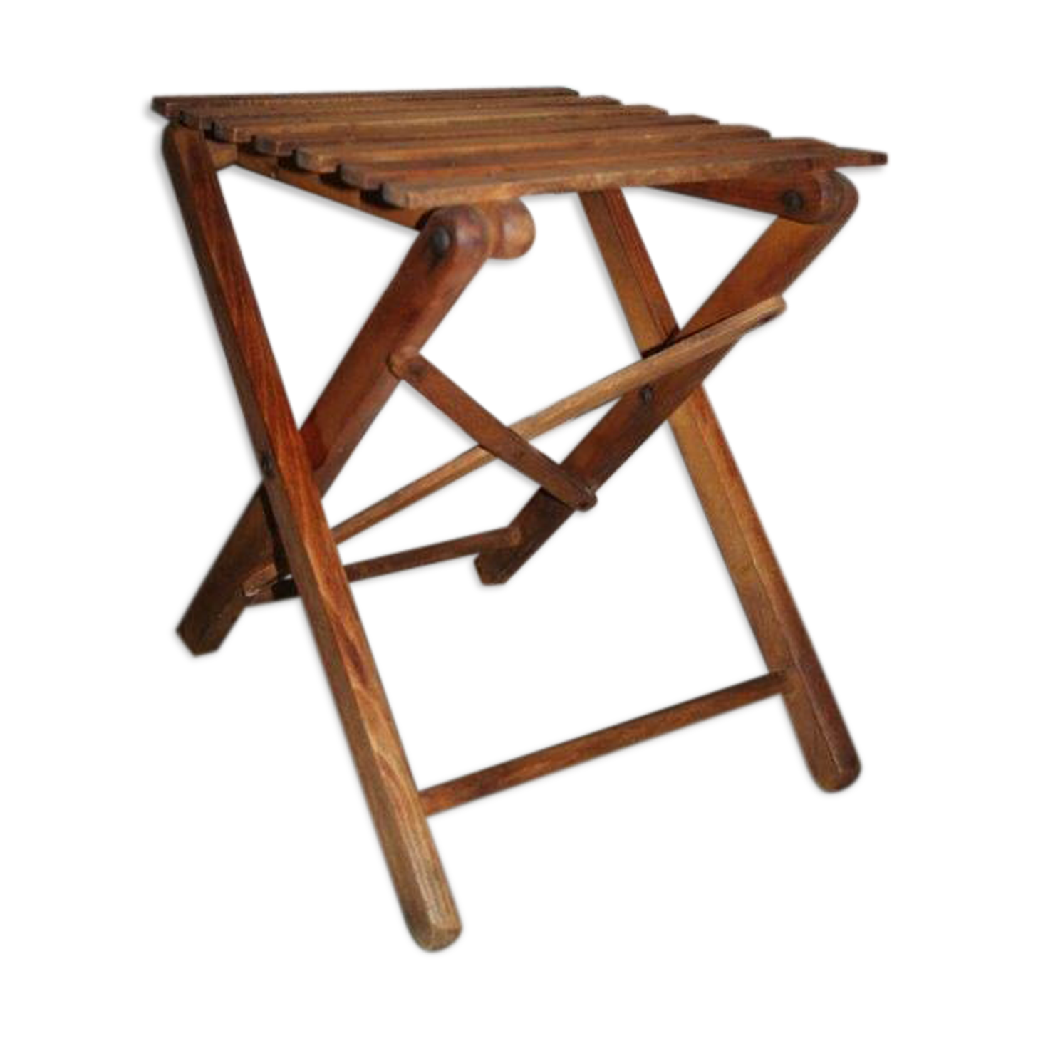 Folding wooden stool