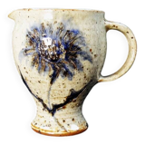 Pichet en grès pyrité à décor de chardons signé Suzanne Dauliach années 70