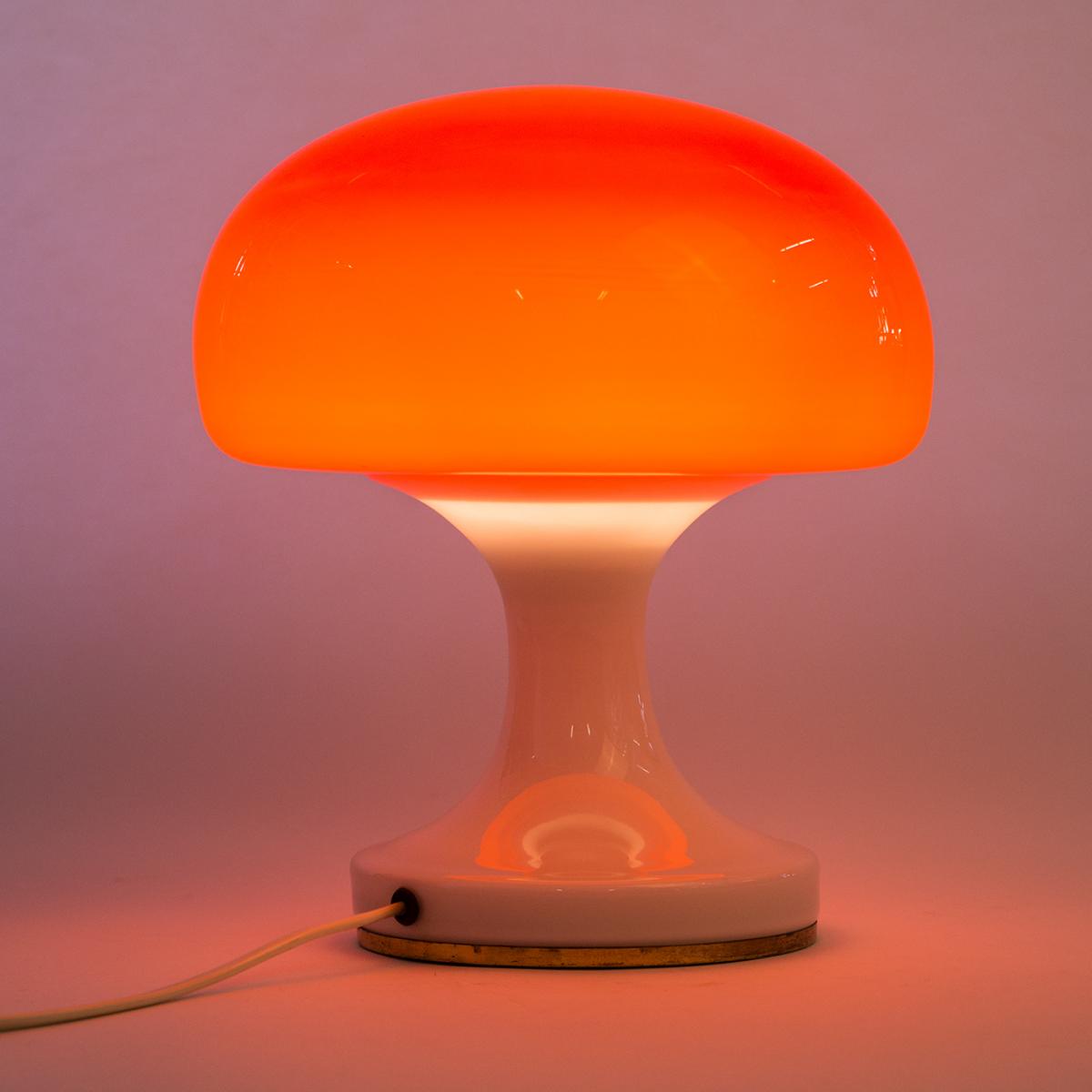 M2 red desk lamp and white Vintage OPP Jihlava