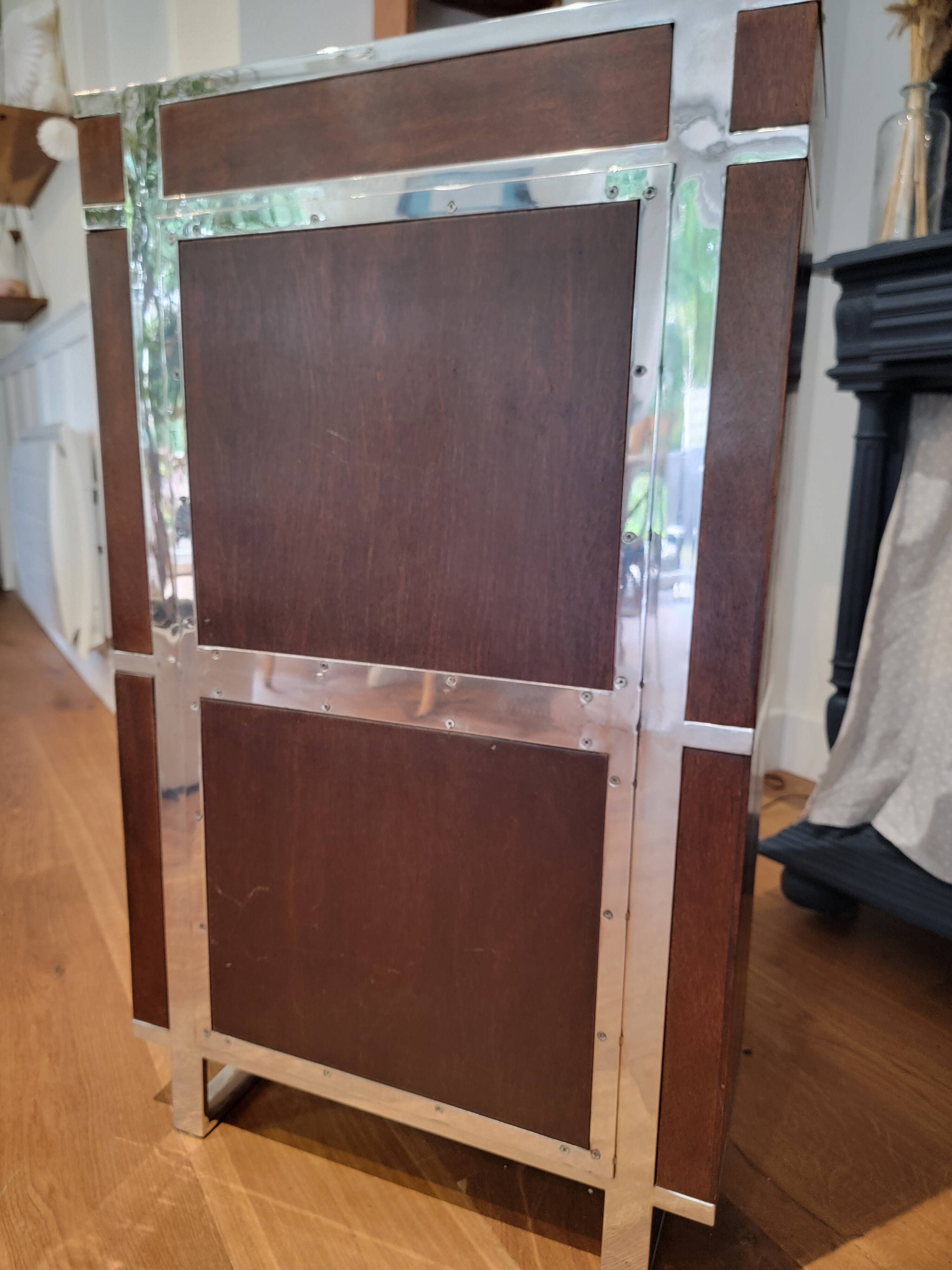 Art Deco style shelf in wood and stainless steel