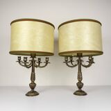 Vintage large table lamps in bronze, Italy, 1950s, set of 2