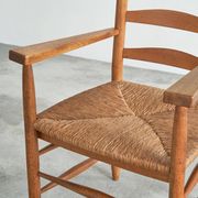Set of 2 oak and wicker armchairs, mid-20th century.