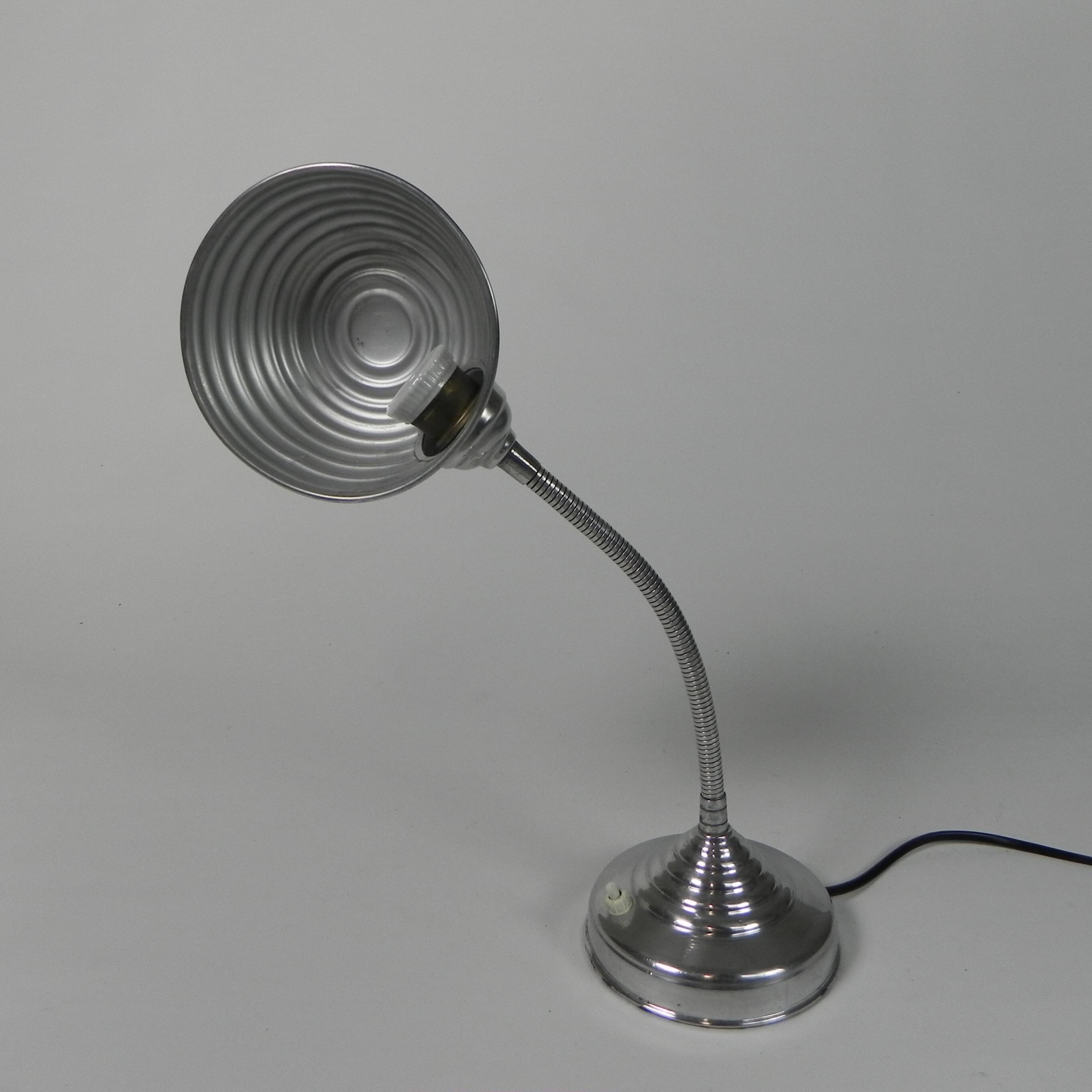 Aluminum vintage desk lamp with bending rod, 1950s