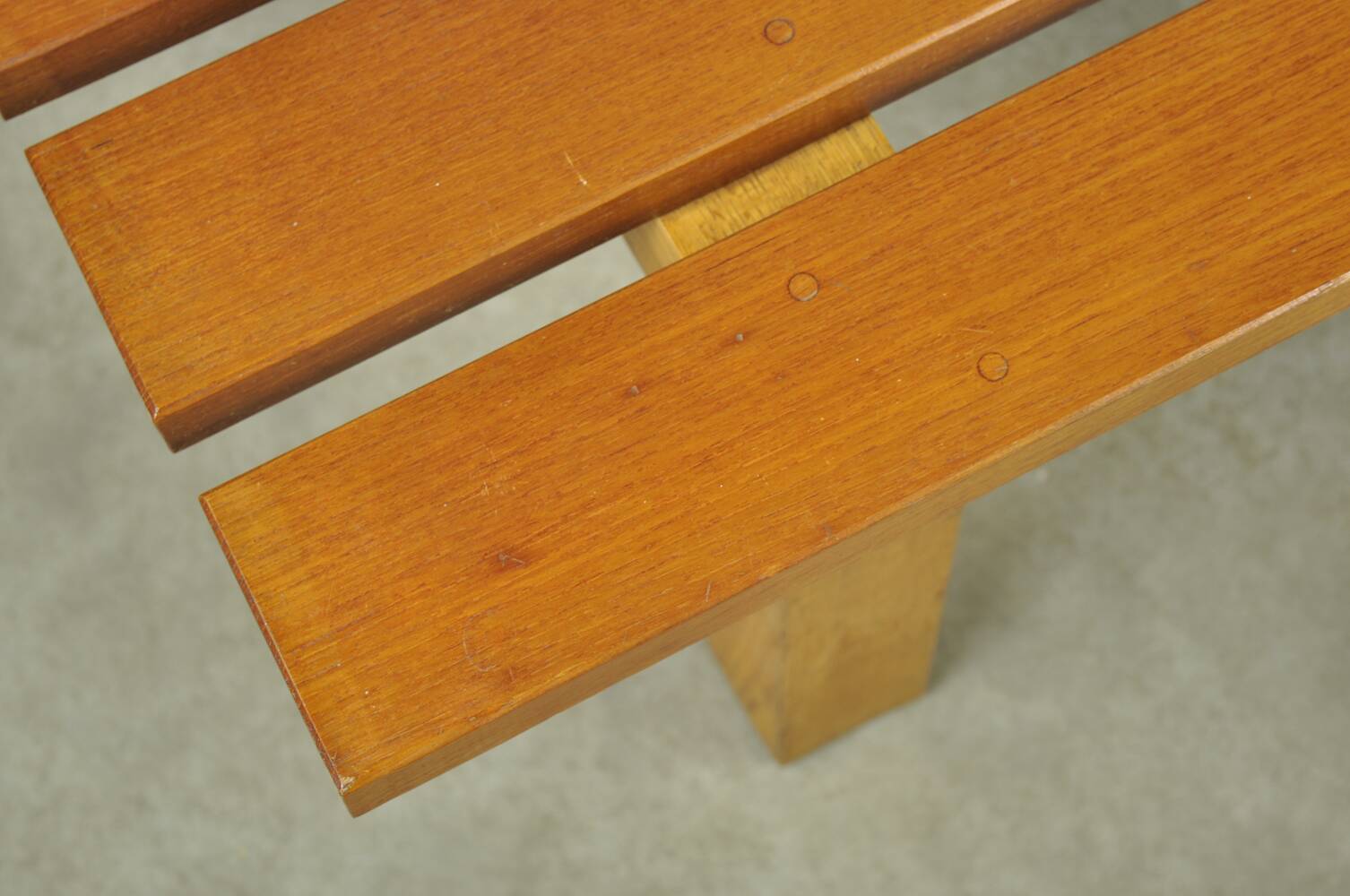 Vintage handmade robust slatted BENCH, Netherlands 1970s