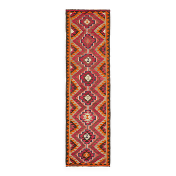 Turkish Handwoven Vintage Herki Kilim 105 cm x 340 cm
