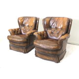 Ensemble de 2 fauteuils en cuir des années 1970