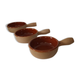 Lot de 3 poêlons "La Bourguignonne" en terre vernissée