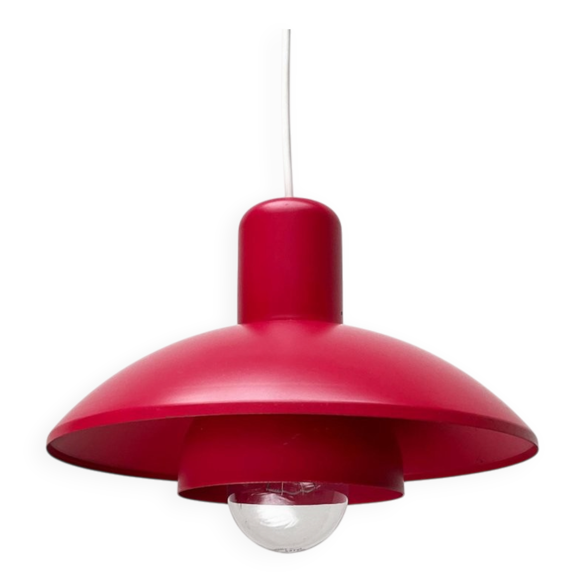 Red pendant lamp model 728 Danish mid-century by Horn, 1960s.