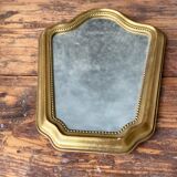Vintage mirror in gilded and pearl wood 27x35cm
