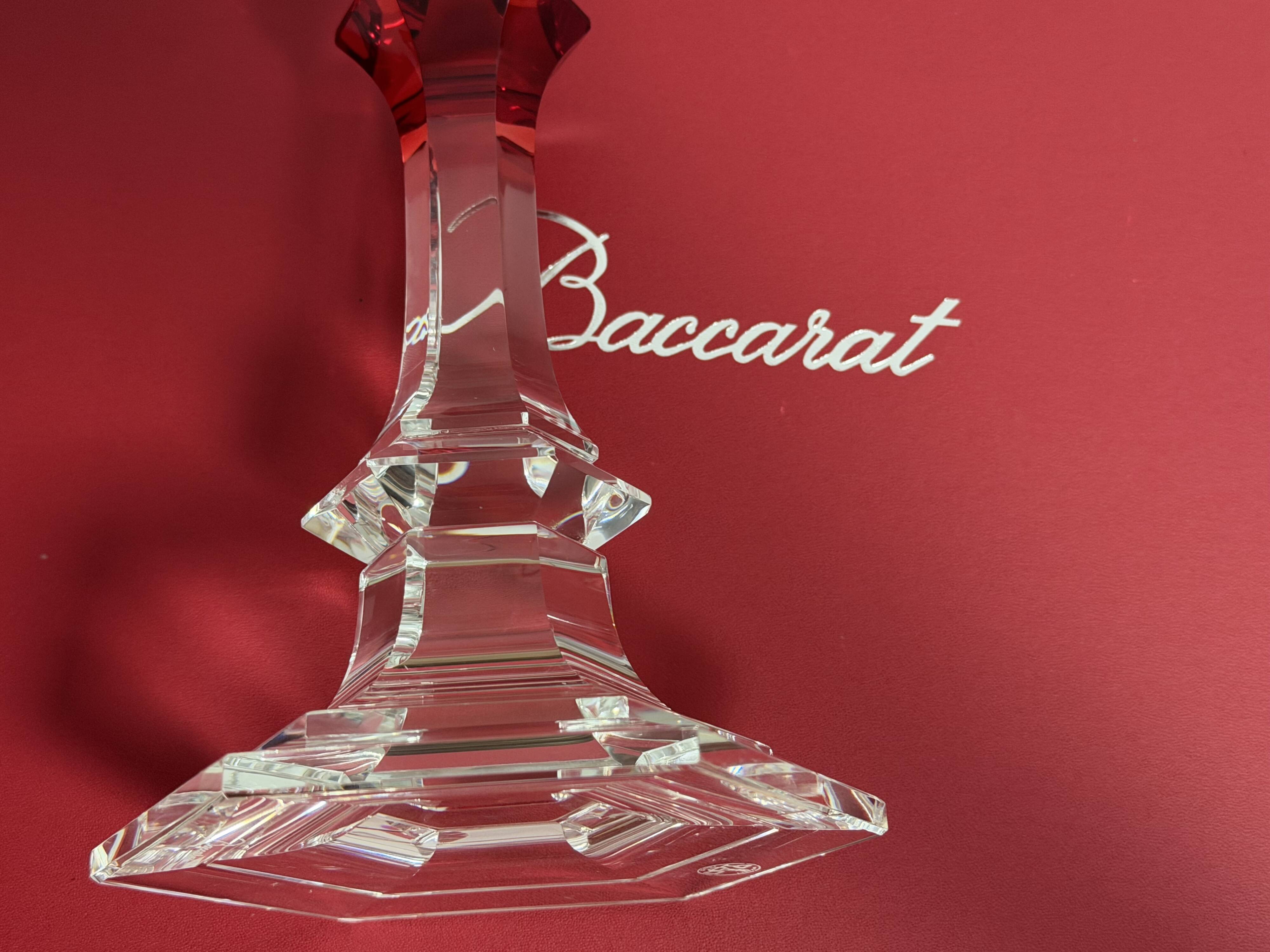Baccarat - Candlestick (2) - Crystal, Glass - Harcourt candlestick Red