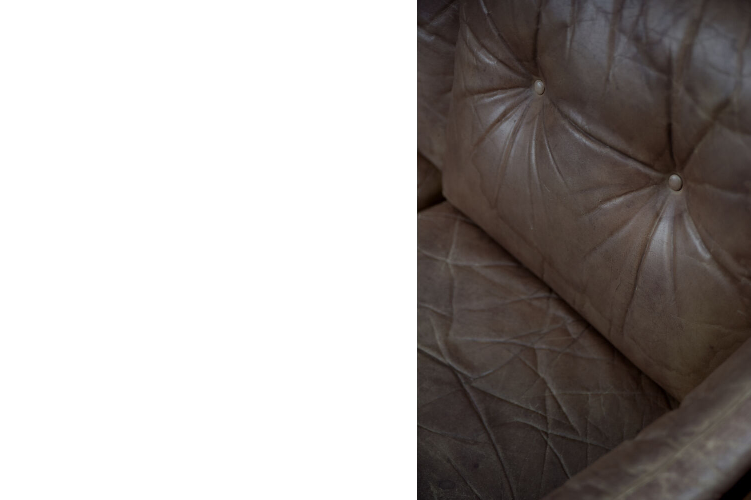 Vintage scandinavian oak & leather 2-seater Safari sofa, 1960s