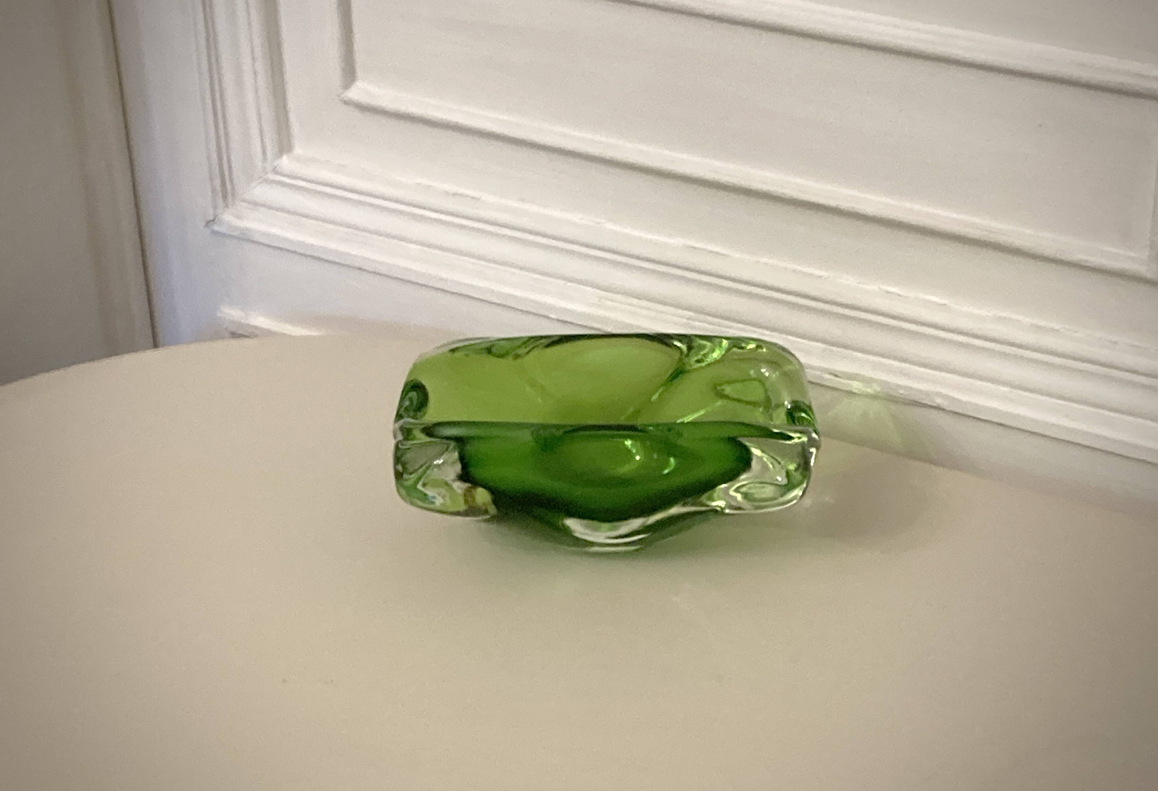 Murano iridescent green pocket tray
