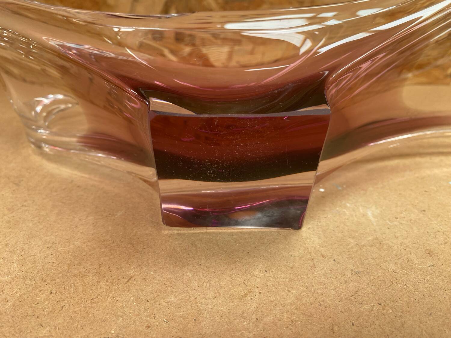 Old Empty Pocket Crystal Cup Purple & Transparent Vintage #B086