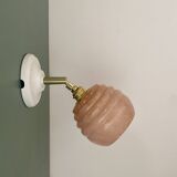 Vintage globe wall light in pink Clichy glass
