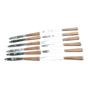 12 table knives vintage handle wood (rosewood) stainless steel blades