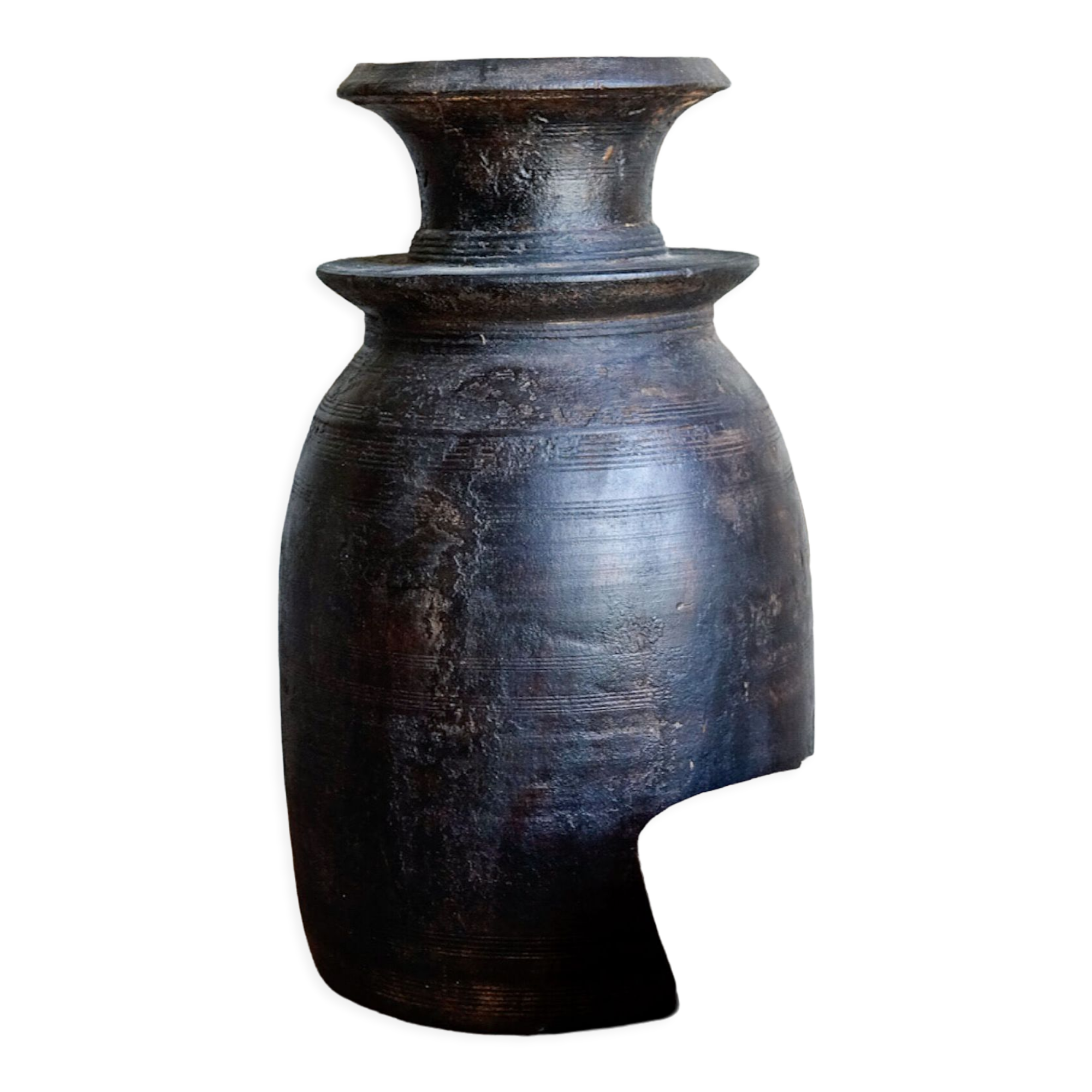 Large wooden Himachal pot n°3 (with lid)