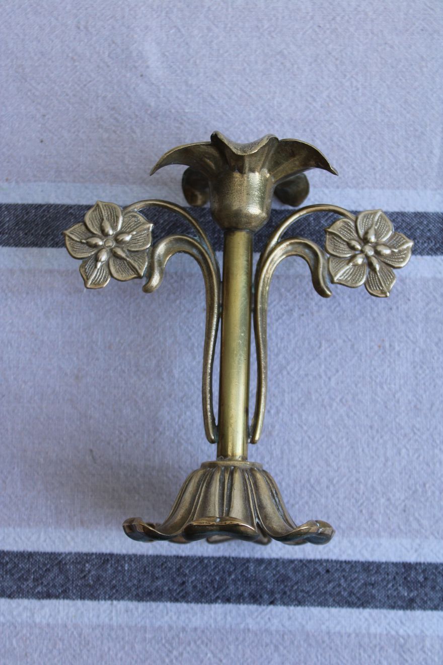 Golden metal stand candle holder