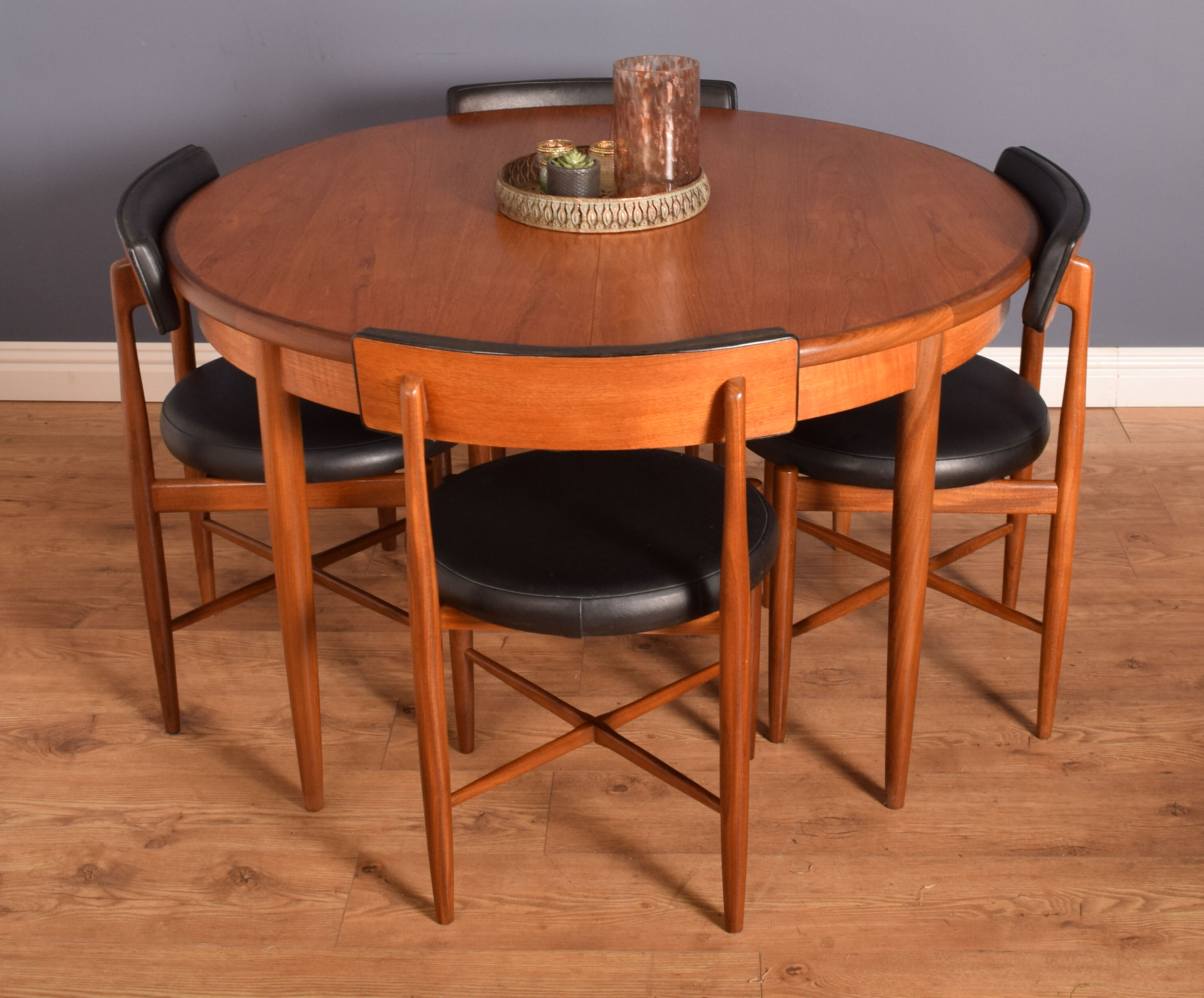 Restored Teak 1960s Retro G Plan Fresco Round Table & 4 Chairs Victor Wilkins