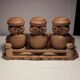 Set of 3 wooden spice pots, salters, owl shape