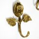 Set of five beautiful, solid mid-century brass rose wall coat hooks