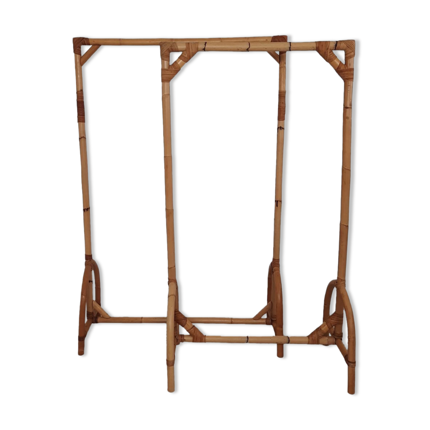Deux porte-manteaux en bambou vintage