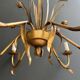 Golden Metal Chandelier with Reed Bouquet Decoration. Coco Chanel Style. Work