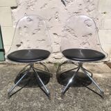 Pair of plexiglass chairs and 4 chrome legs