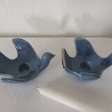 Pair of vintage Italian ceramic bird candlesticks