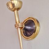 Pair of opaline and brass wall lights, 1950s