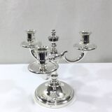 Pair of silver bronze candelabras