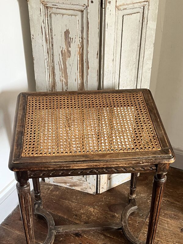 Ancien tabouret de piano, bois et cannage - Style Louis XVI, fin XIXe siècl