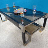 Coffee table metal smoked glasses